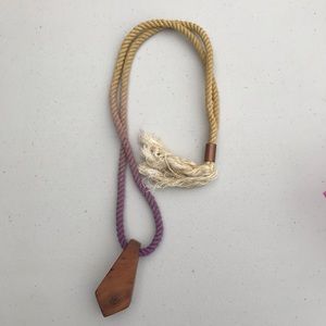 Rope and wood statement necklace